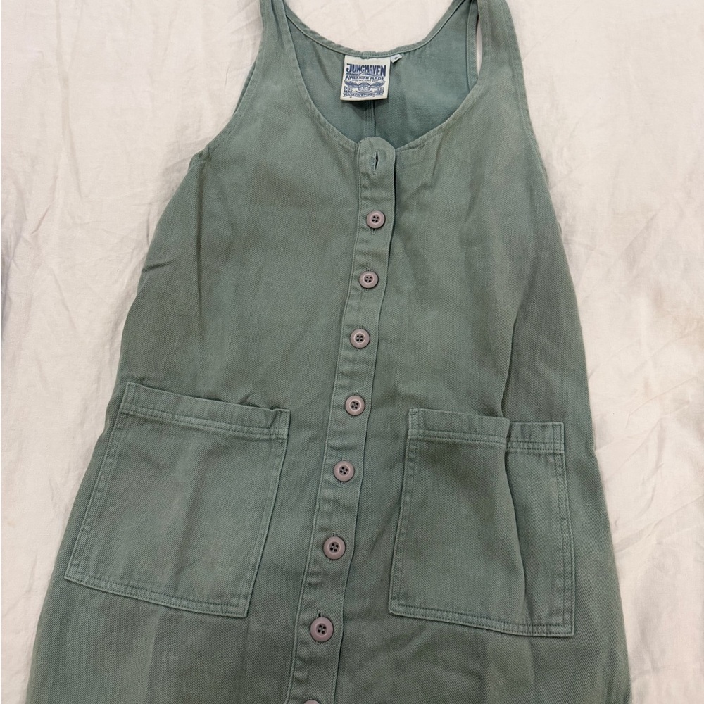 Green Button-Down Mini Dress - image 1